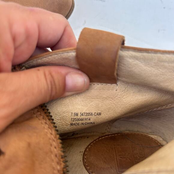 Frye Reina Leather Booties Camel Tan Heeled 7.5 Western Cowgirl Ankle Boots - Picture 5 of 13